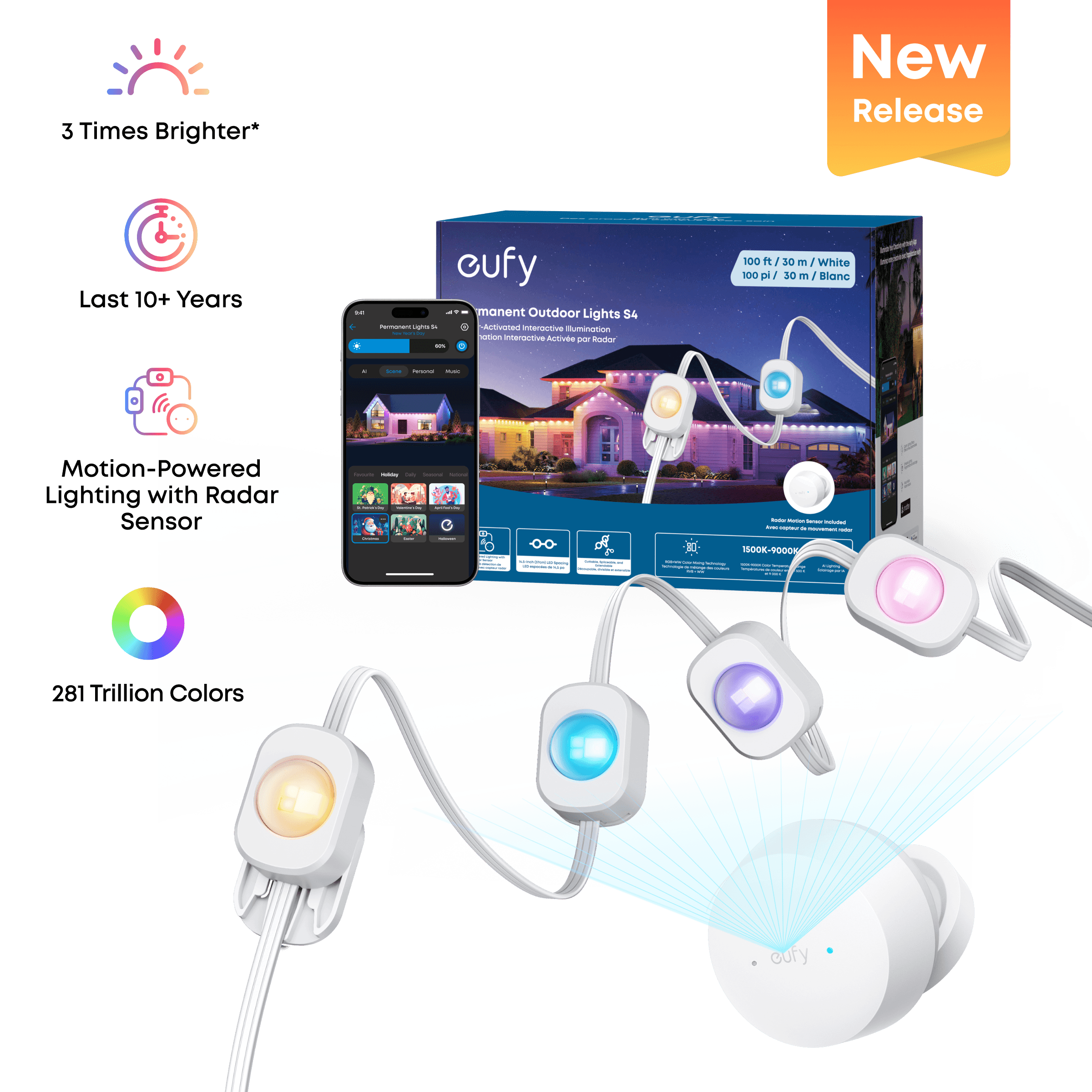 eufy Permanent Outdoor Lights S4 (100 ft with 72 LED Lights)