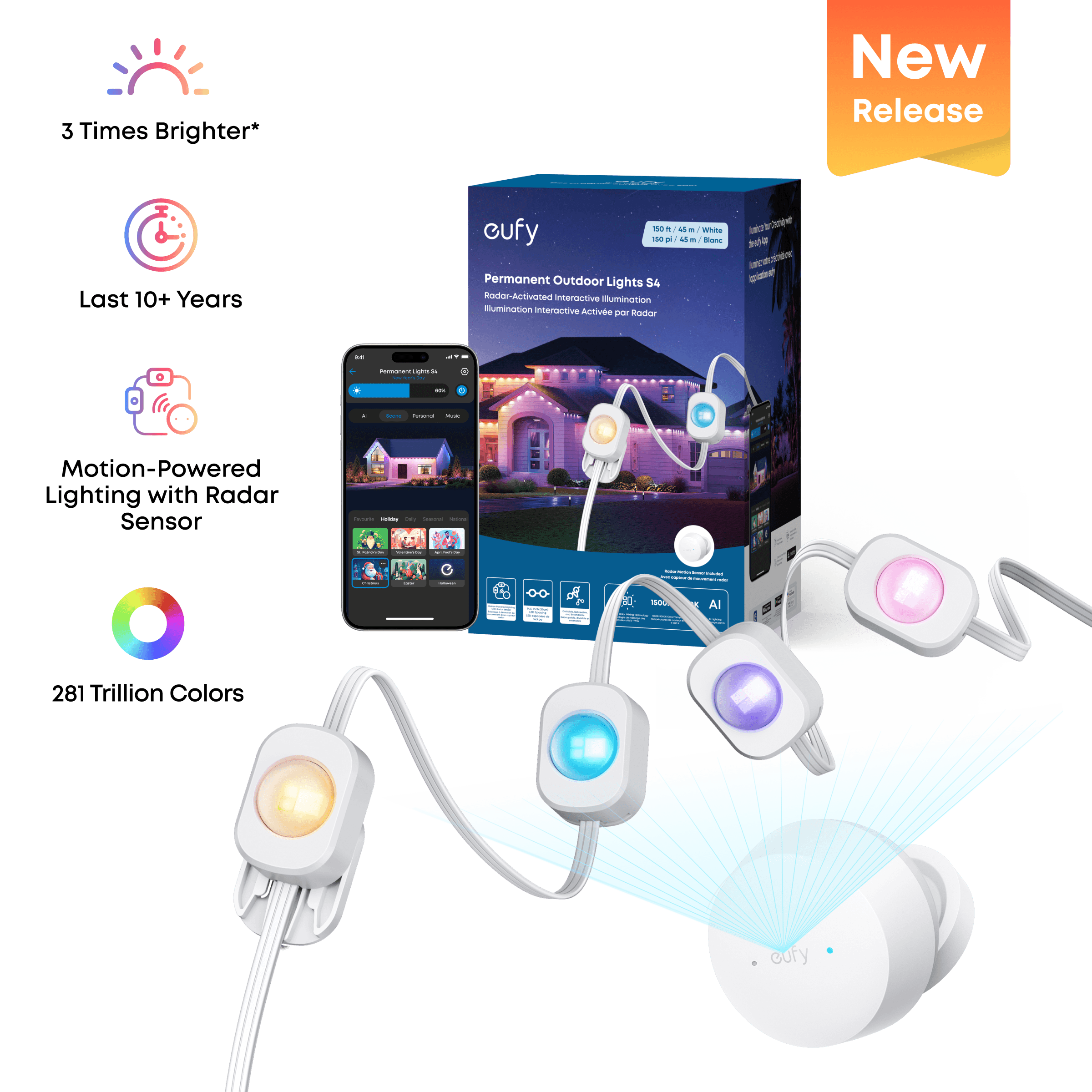eufy Permanent Outdoor Lights S4 (150 ft with 108 LED Lights)