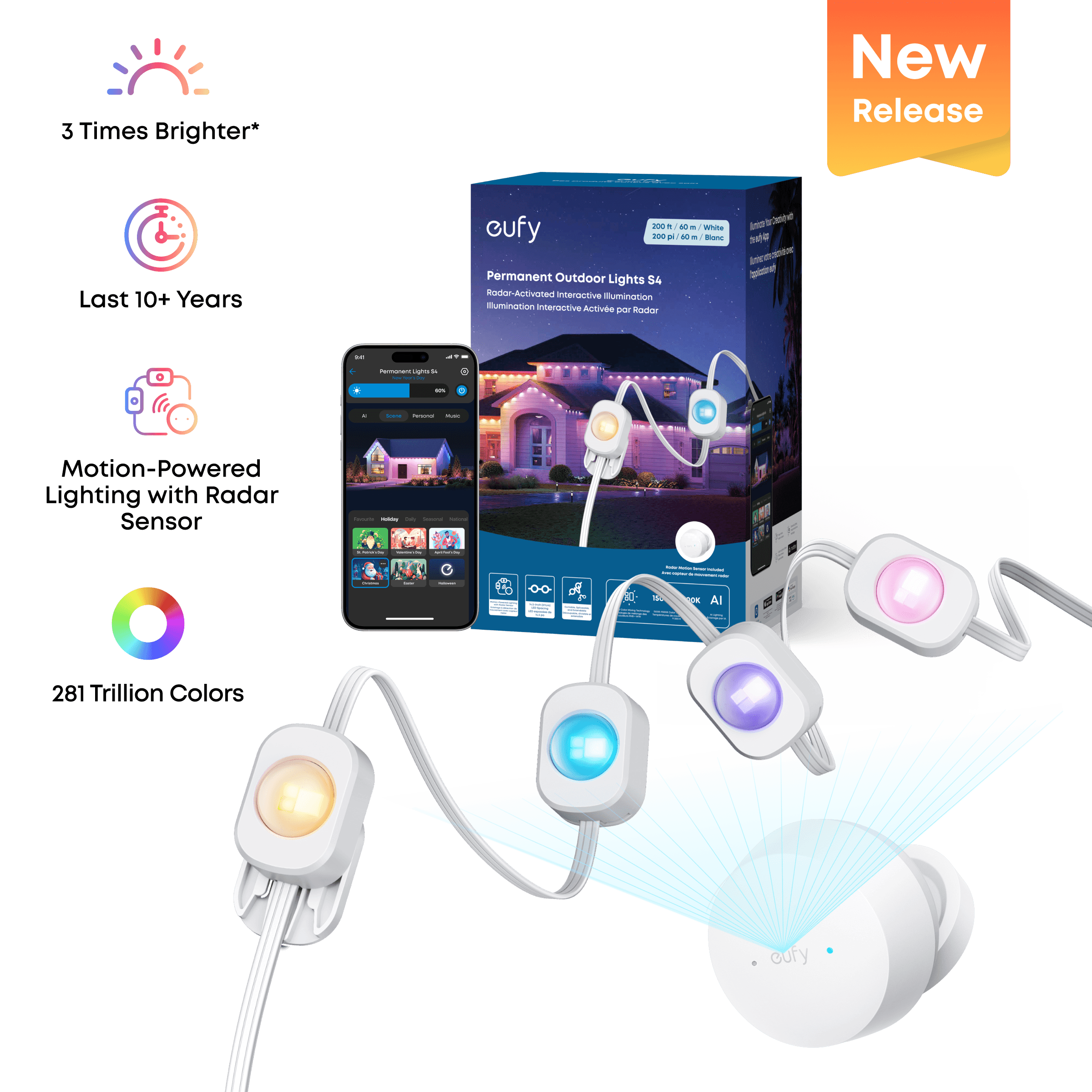 eufy Permanent Outdoor Lights S4 (200 ft with 144 LED Lights)