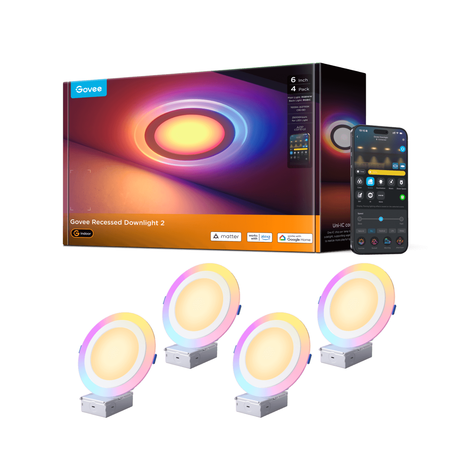 Govee 4/6 Inch Recessed Lighting with Night Light