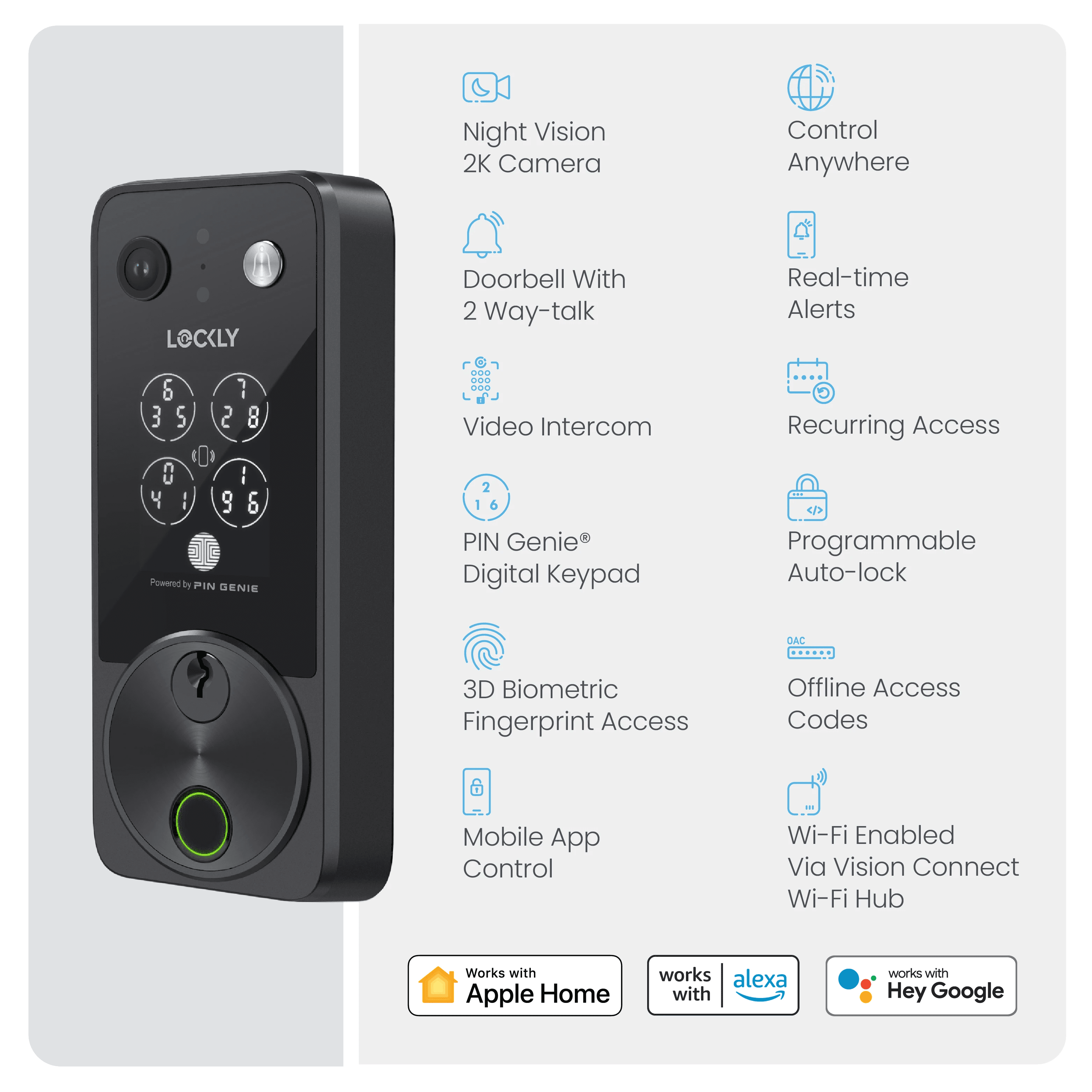 Lockly Vision Zeno Series Video Smart Lock