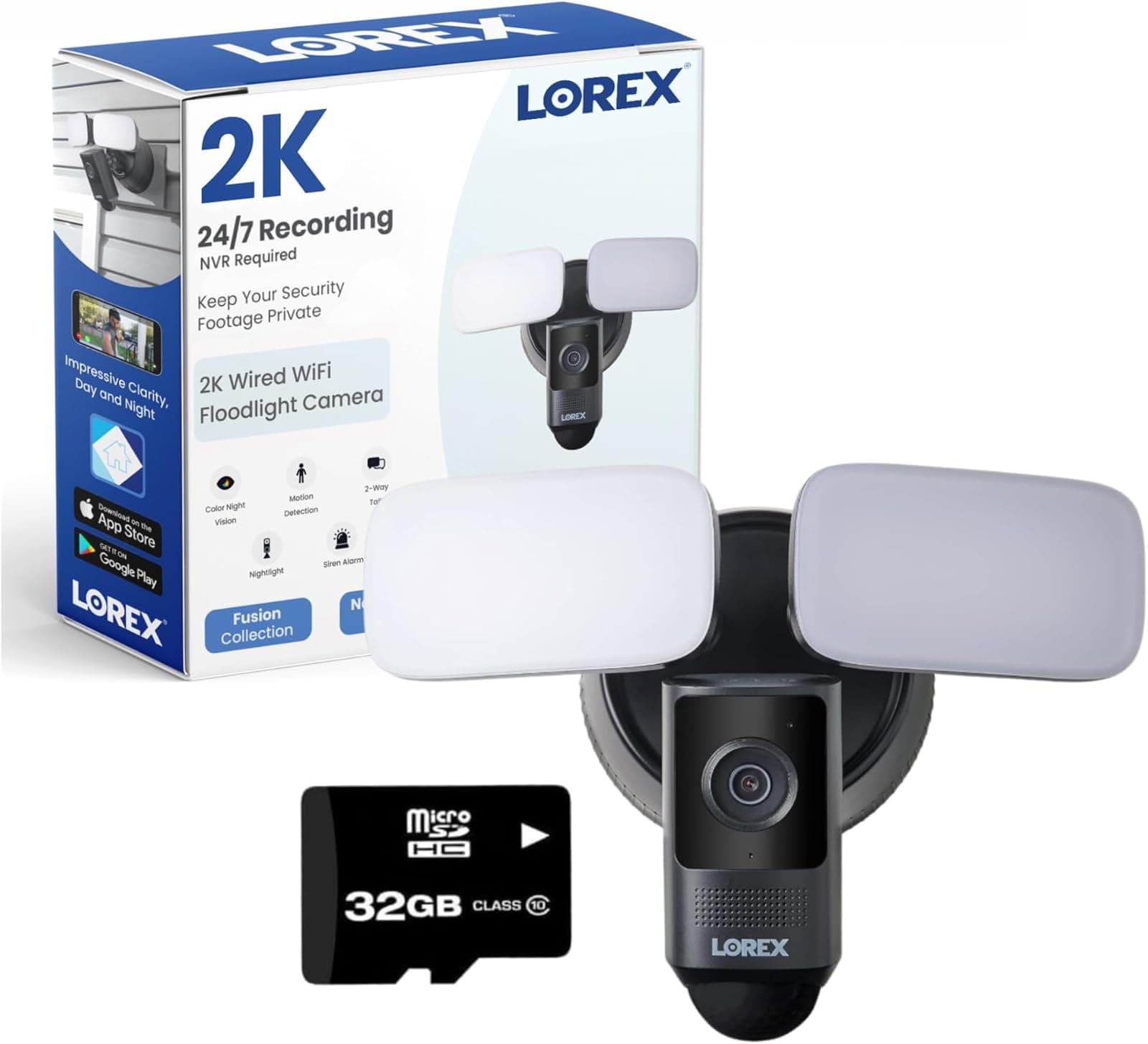 Lorex 2K Quad-HD Smart Deterrence Wired Floodlight Security Camera