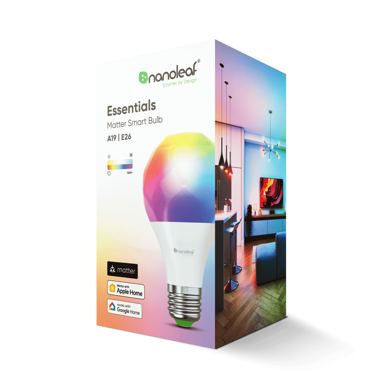 Nanoleaf Essentials Matter Thread A19 Smart Bulb (E26)