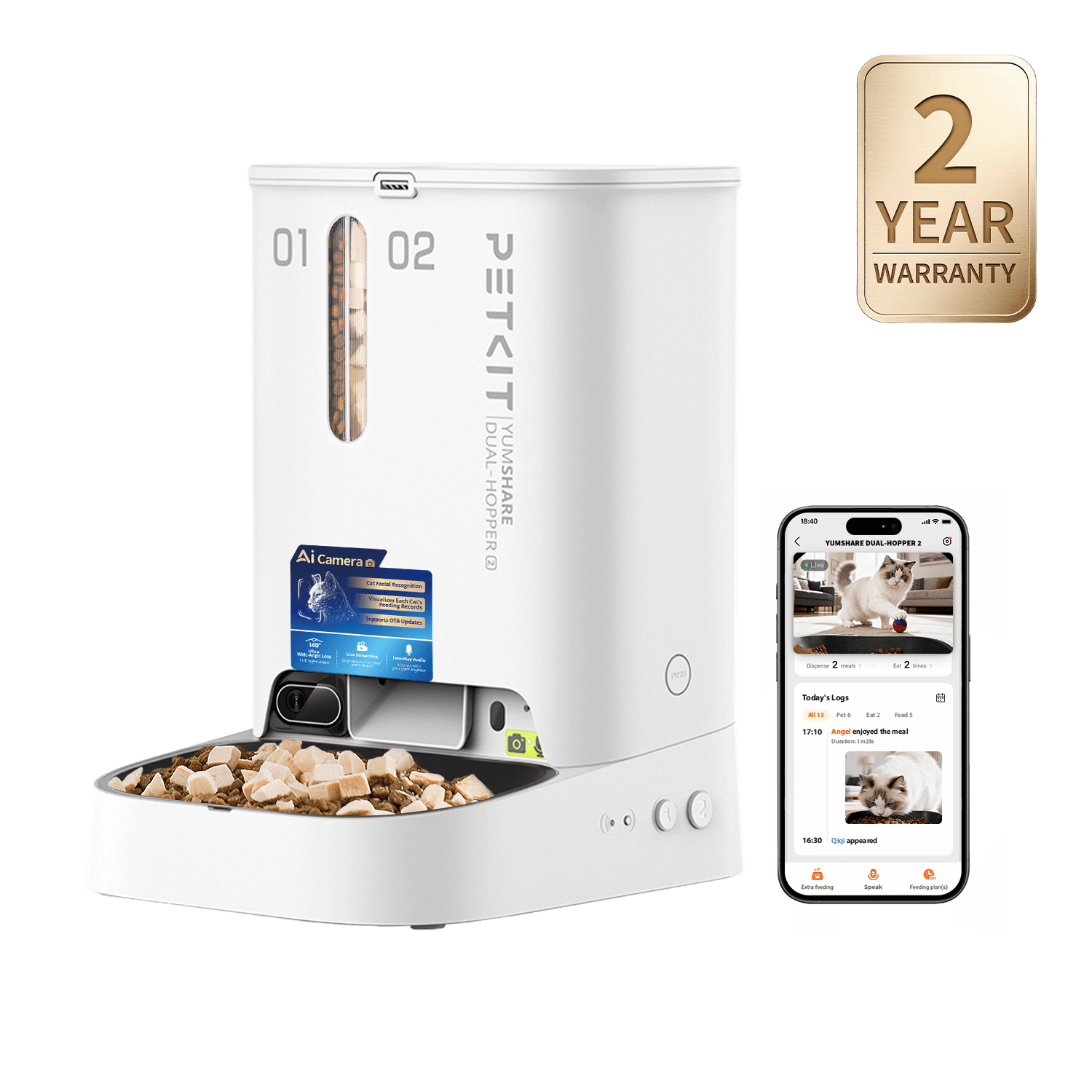 Petkit YumShare Dual-hopper 2 Automatic Feeder with Camera