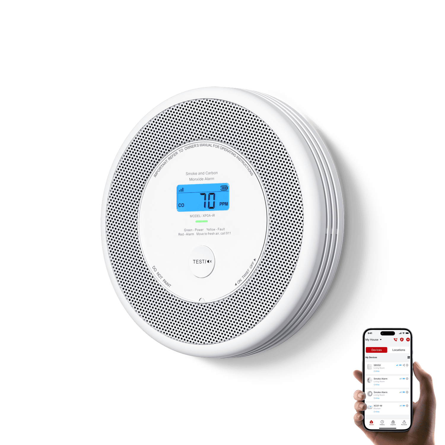X-Sense XP0A-iR Smart Smoke and CO Detector with Voice Alerts