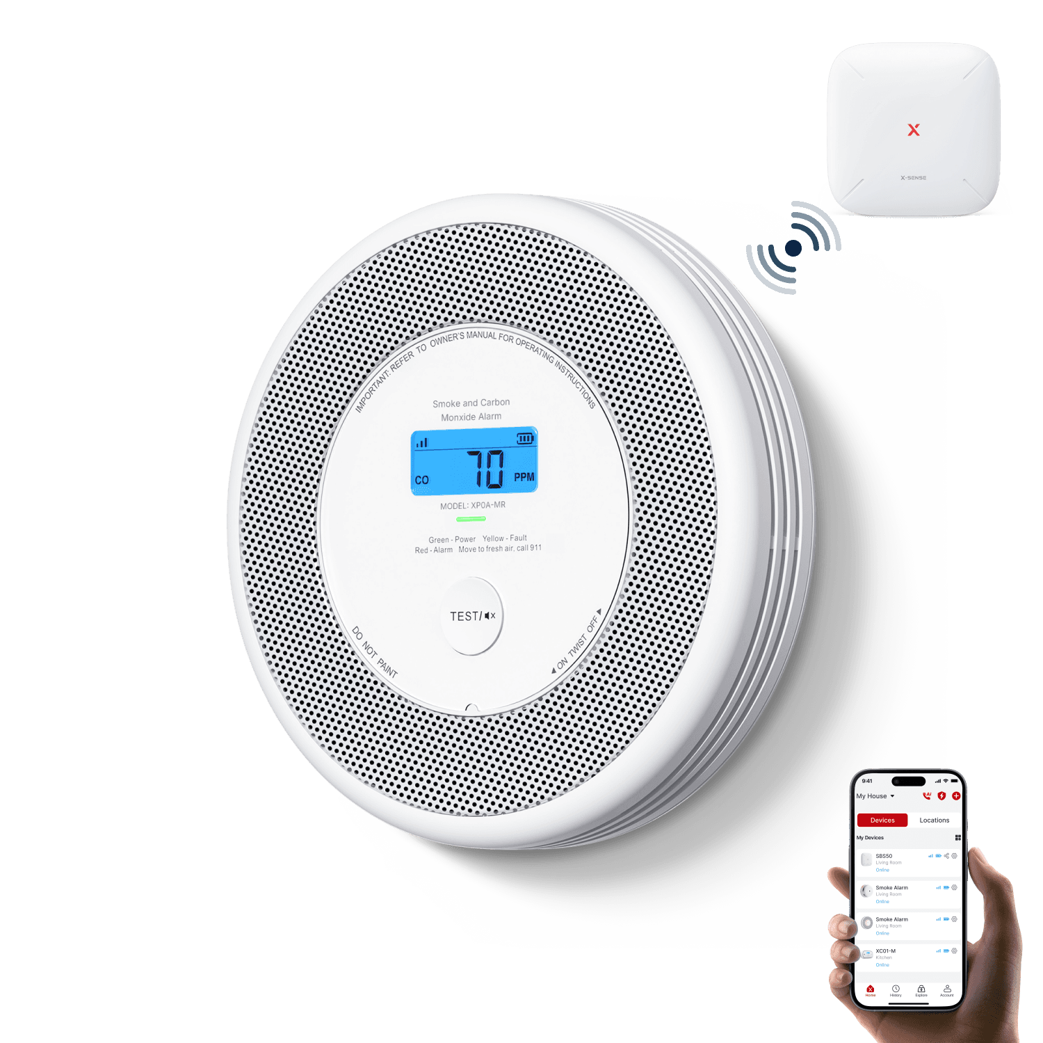 X-Sense XP0A-MR Interconnected Smart Smoke and CO Alarm with Voice Alerts