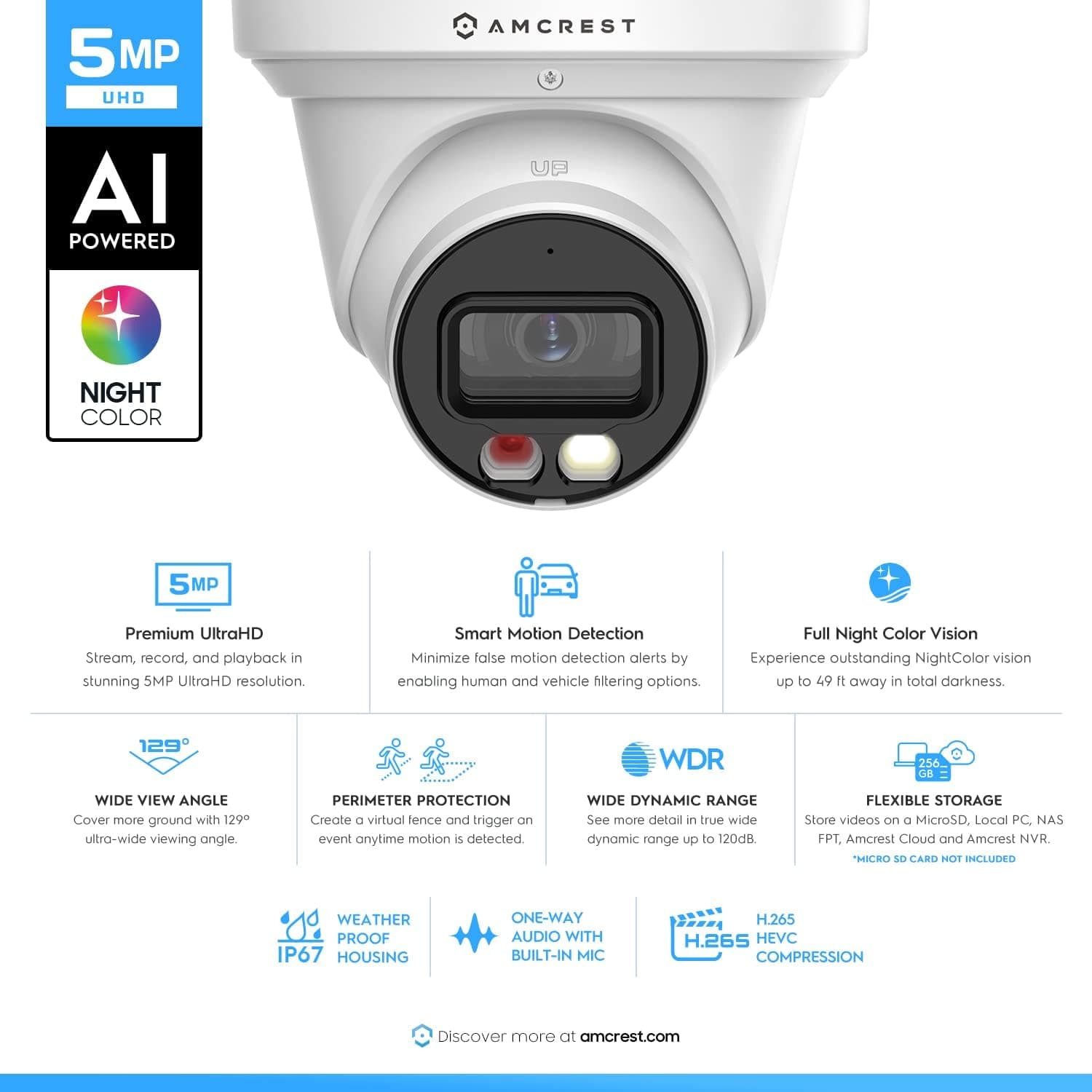 Amcrest 5MP Turret PoE AI IP Camera